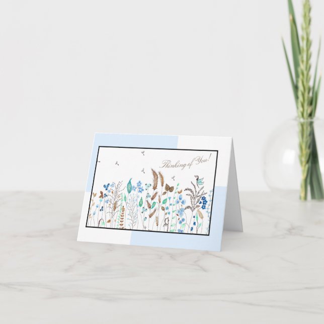 Cheerful Weeds and Seeds Watercolor Print Notecard (Front)