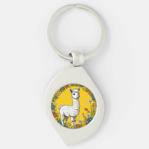 Cheerful white llama keychain