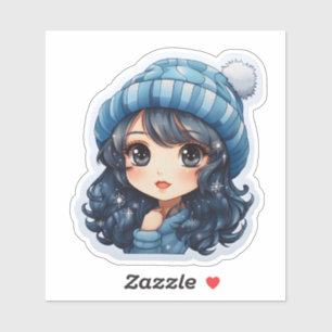 Cheerful Winter Blue Sticker