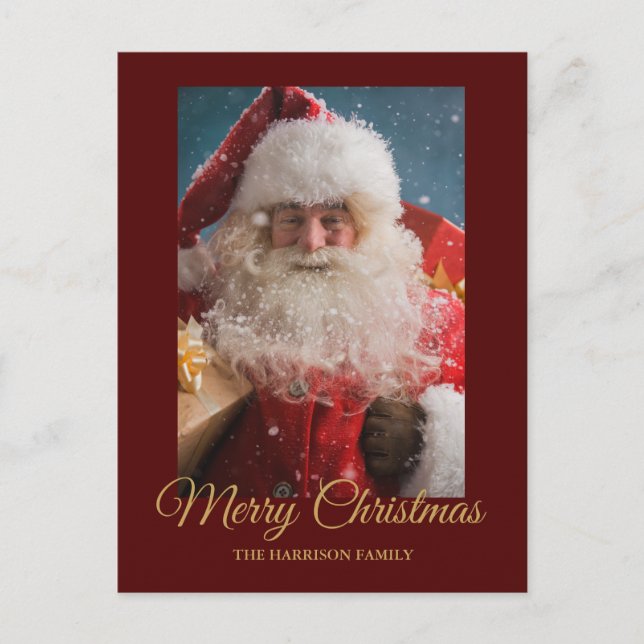 Cheerful Winter Santa Claus Personalized Christmas Holiday Postcard (Front)