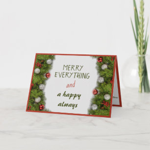 Cheerful Wreath Christmas New Year Greeting Quote Card