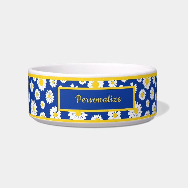 Cheerful Yellow and Blue Daisy Floral Pattern Bowl (Front)