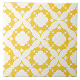 Cheerful yellow and white decorative pattern tile