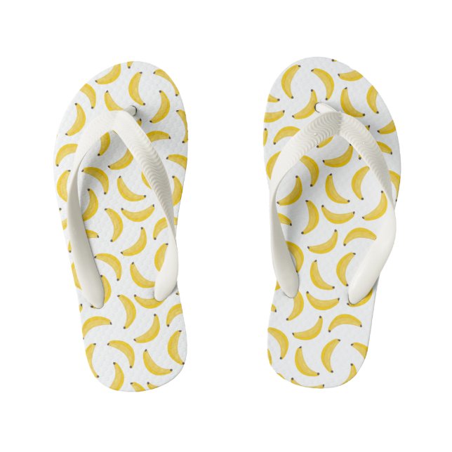  Cheerful Yellow Banana Pattern Fruit Bananas Kid's Flip Flops (Footbed)