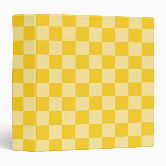 Cheerful Yellow Chequered Pattern Binder (Front/Spine)