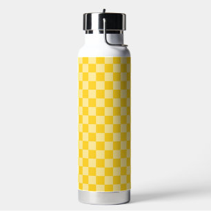 Cheerful Yellow Chequered Pattern Water Bottle