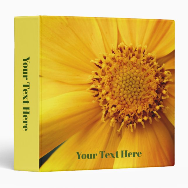 Cheerful Yellow Daisy Flower Nature Personalized Binder (Front/Spine)