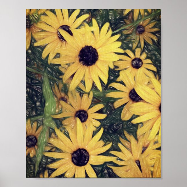 cheerful yellow flower art home wall decor (Front)