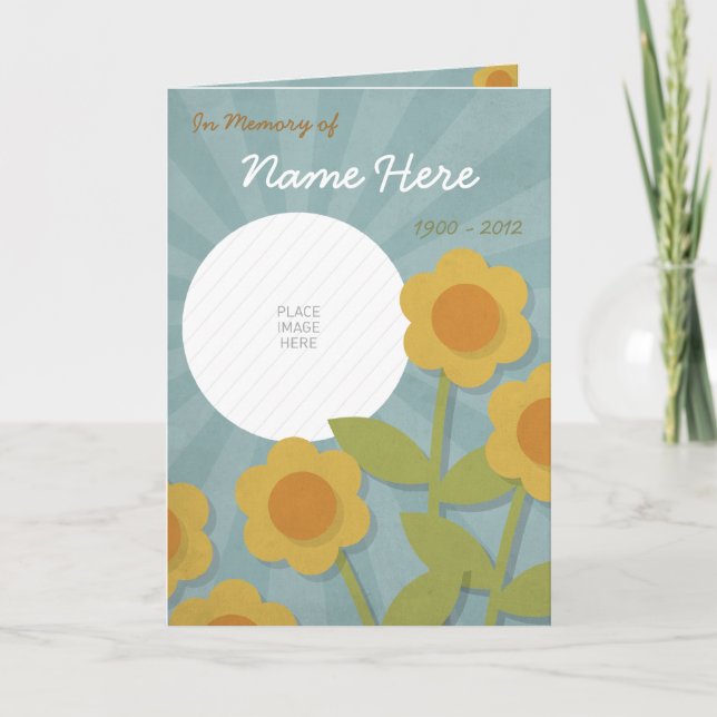 Cheerful yellow flowers Memorial Card / Funeral Pr (Front)