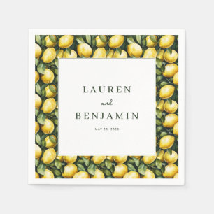 Cheerful Yellow Lemon Watercolor Napkin