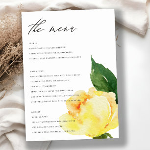 CHEERFUL YELLOW ORANGE WATERCOLOR FLORAL MENU