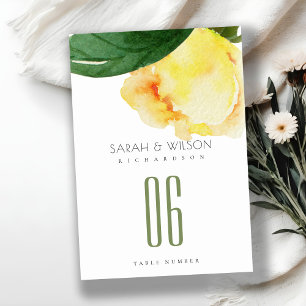 CHEERFUL YELLOW ORANGE WATERCOLOR FLORAL TABLE NUMBER
