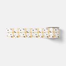 Cheerful Yellow Plaid & Little Flowers Ribbon