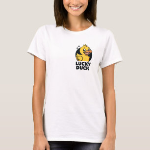 Cheerful Yellow Rubber Duck Cartoon Logo T-Shirt
