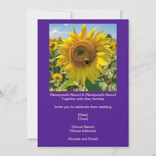 Cheerful Yellow Sunflower Cute Pollinator Invitation (Front)