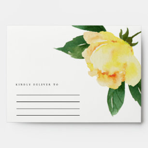 CHEERFUL YELLOW WATERCOLOR FLORAL PERSONALIZED ENVELOPES
