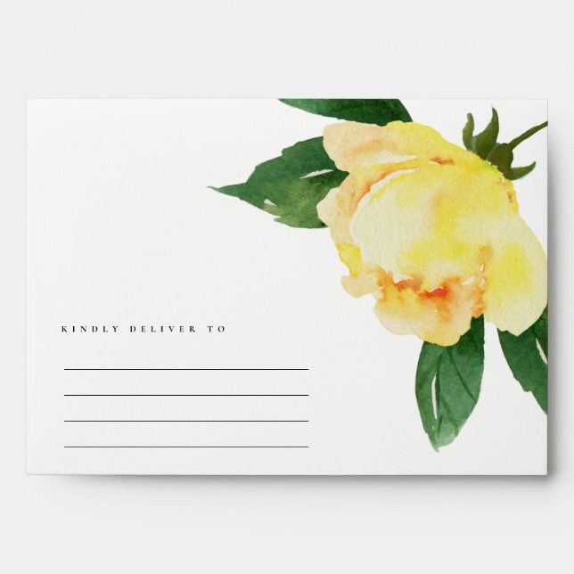 CHEERFUL YELLOW WATERCOLOR FLORAL PERSONALIZED ENVELOPES (Front)
