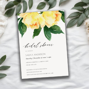 CHEERFUL YELLOW WATERCOLOUR FLORAL BRIDAL SHOWER INVITATION