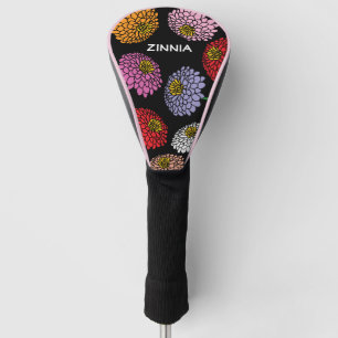 Cheerful Zinnia flower print personalized ladies Golf Head Cover