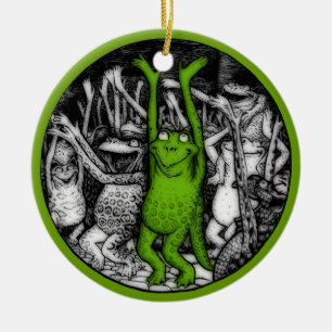 Cheering Frogs Ceramic Ornament