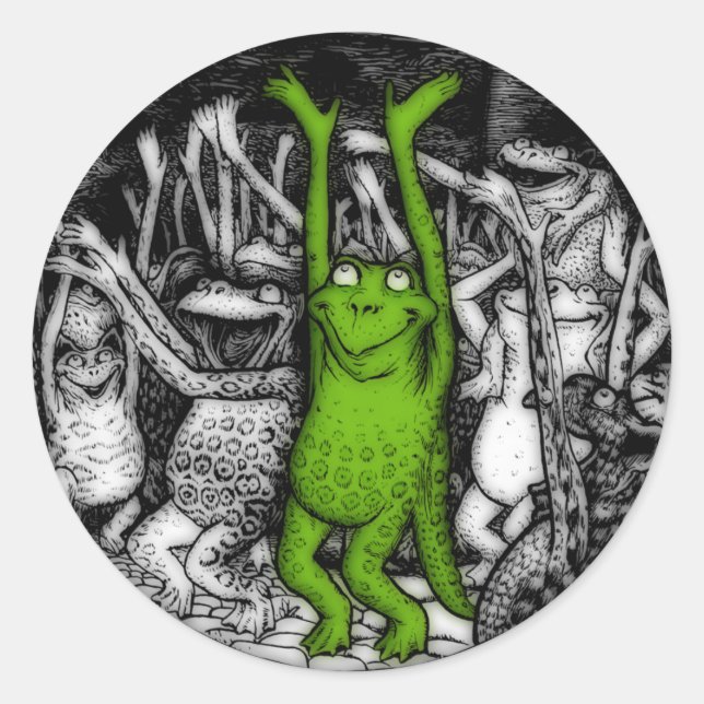 Cheering Frogs Classic Round Sticker (Front)