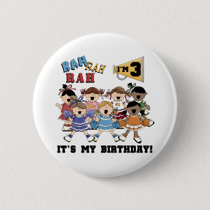 Cheerleader 3rd Birthday T-shirts and Gifts 2 Inch Round Button