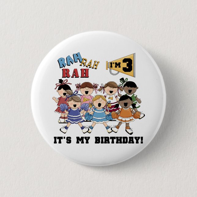 Cheerleader 3rd Birthday T-shirts and Gifts 2 Inch Round Button (Front)