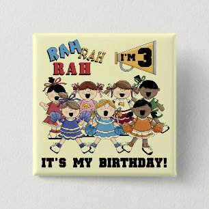 Cheerleader 3rd Birthday T-shirts and Gifts 2 Inch Square Button