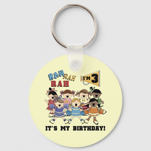 Cheerleader 3rd Birthday T-shirts and Gifts Keychain (Front)