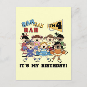 Cheerleader 4th Birthday T-shirts and Gifts Postcard