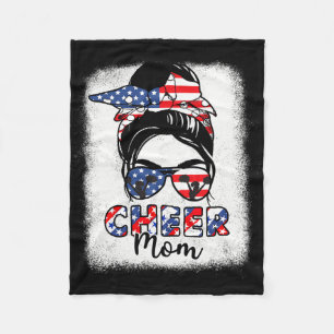 Cheerleader 4th July Cheer Mom American Flag Patri Fleece Blanket