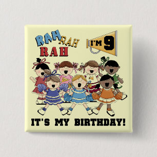 Cheerleader 9th Birthday Tshirts and Gifts 2 Inch Square Button