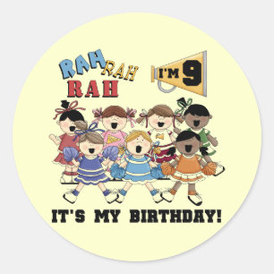 Cheerleader 9th Birthday Tshirts and Gifts Classic Round Sticker