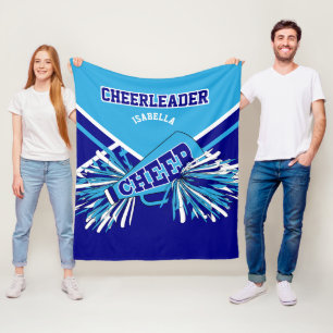 📣 Cheerleader  Baby Blue,  Blue & White  Fleece Blanket