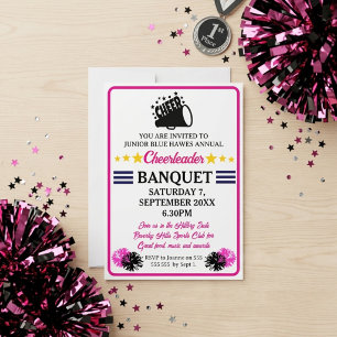Cheerleader Banquet Invitation Pink Navy Stars You