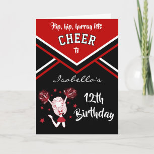 Cheerleader Birthday - DIY Name and Age - Dark Red Card