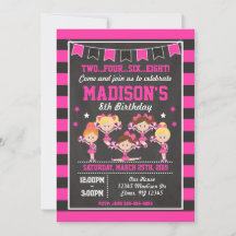 Cheerleader Birthday Invitation / Pink & Black