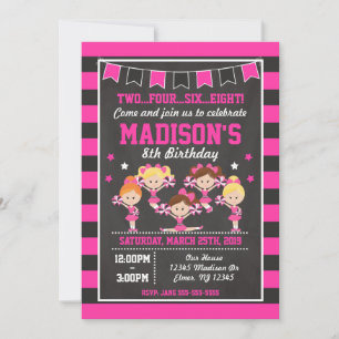 Cheerleader Birthday Invitation / Pink & Black