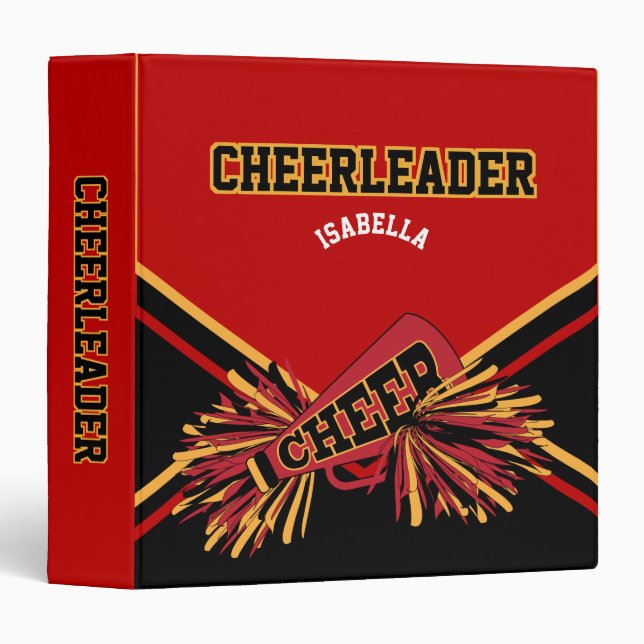 Cheerleader Black, Gold & Dark Red 1.5" Binder (Front/Spine)