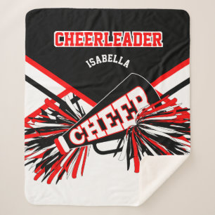 Cheerleader 📣 - Black, White & Red Sherpa Blanket