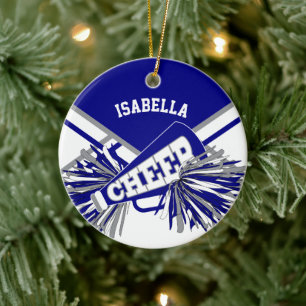 Cheerleader 📣💖 - Blue, White and Grey Ceramic Ornament