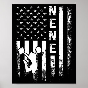 Cheerleader Cheer Nene America Flag Vintage Xmas Poster