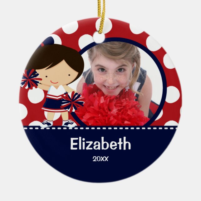Cheerleader Cheer Photo Christmas Ornament (Front)