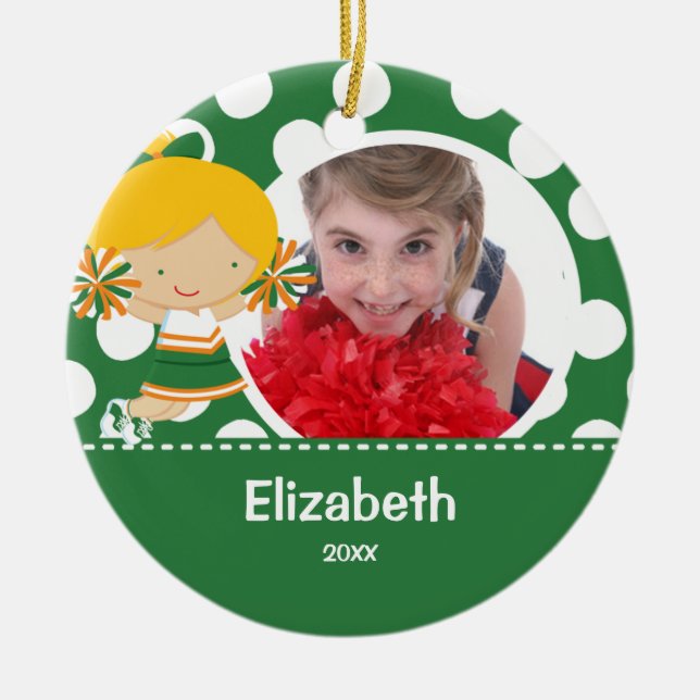 Cheerleader Cheer Photo Christmas Ornament (Front)