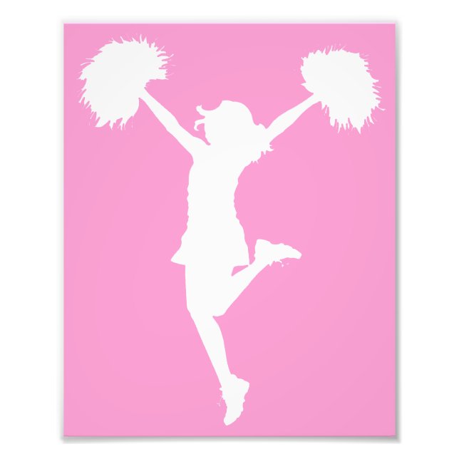 Cheerleader Cheering with Customizable Background Photo Print (Front)
