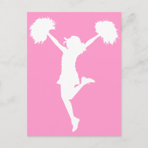 Cheerleader Cheering with Customizable Background Postcard
