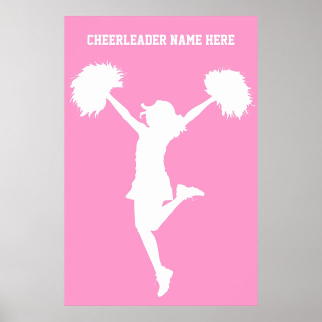 Cheerleader Cheering with Customizable Background Poster (Front)