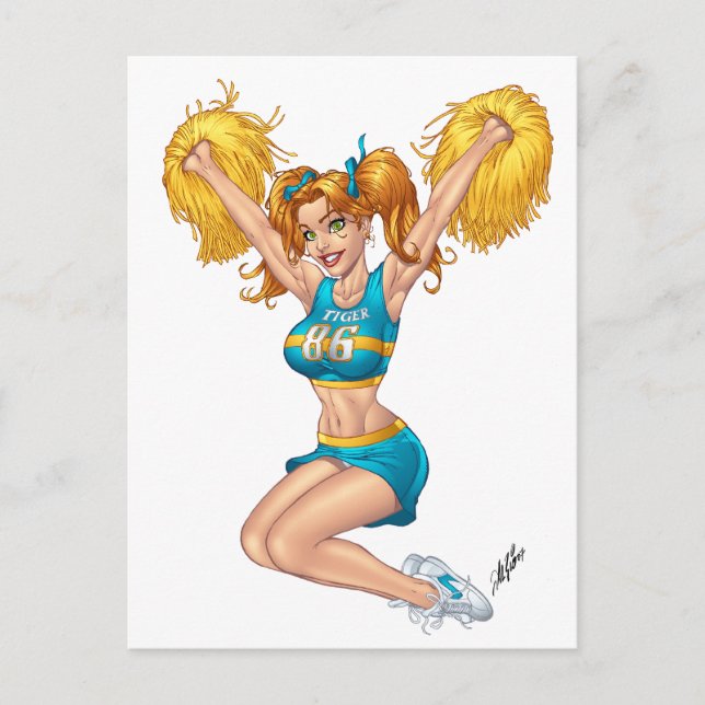 Cheerleader Cheerleading Customizable by Al Rio Postcard (Front)