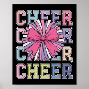 Cheerleader Cheerleading Groovy Cheer Coquette Bow Poster