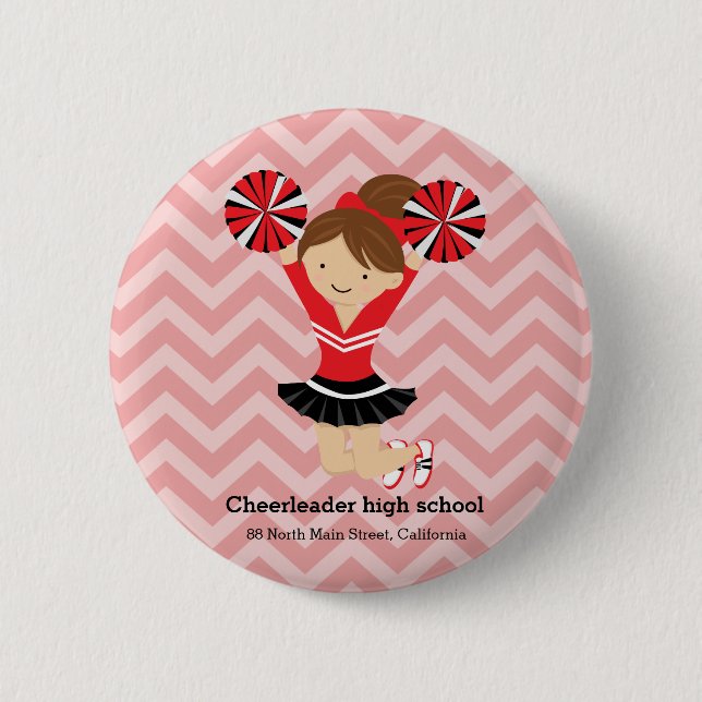 Cheerleader, choose your own background colour 2 inch round button (Front)